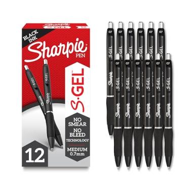 Imagem de SHARPIE S-Gel, canetas de gel, ponta média (0,7 mm), caneta de gel de tinta preta, 12 unidades