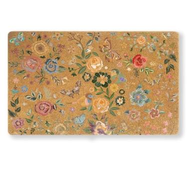 Imagem de Uilatyu Tapete floral para porta frontal – Tapete de porta externo com mola de coco sintético de 76 cm x 43 cm, tapete de boas-vindas antiderrapante para entrada interna e externa, tapete durável para