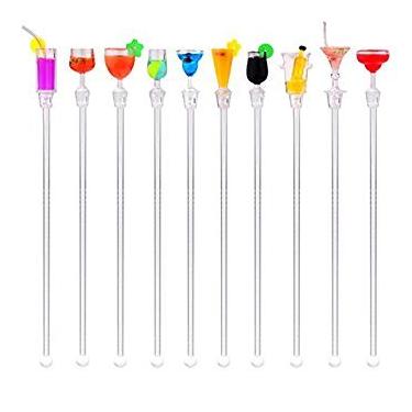 Imagem de Colher de mistura de coquetel, copo acrílico barra misturadora puddler palitos de swizzle 10 peças