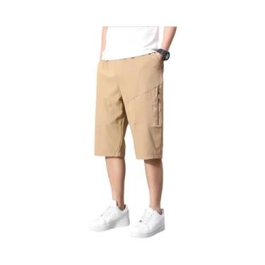 Imagem de Bermuda Cargo Masculina De Algodão Para O Verão Com Bolso Com Zíper E 