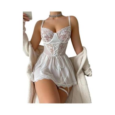 Imagem de Conjunto De Lingerie Sexy Transparente Para Mulheres Com Sutiã, Calcin