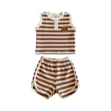 Imagem de Conjunto De Roupas De Verão Para Meninas Com Listras, Top Sem Mangas C