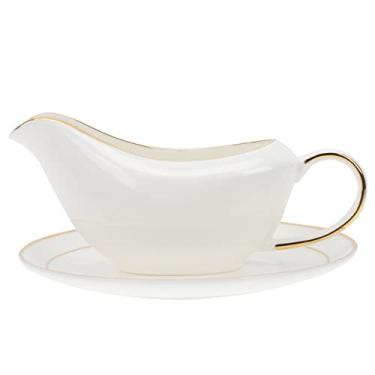 Imagem de Molheira de molho de cerâmica branca com bandeja Molheira de bife Cremeeira Jarro Copo de leite para café