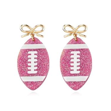 Imagem de Brincos de futebol feminino de beisebol, arco de acrílico, pendente, formato de futebol, roupas de dia de jogo, joias para fãs de esportes, presentes, Metal, Sem pedra preciosa