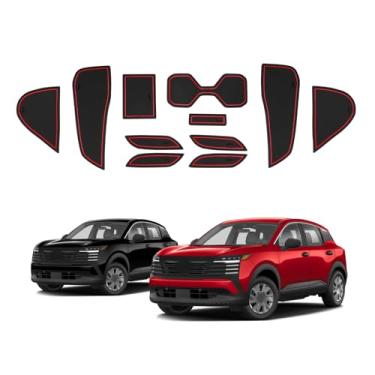 Imagem de ECOZEN Tapetes para porta 2026 Kicks - 11 peças de forro de console central vermelho para acessórios Nissan Kicks 2025-2026 - Tapete antiderrapante com proteção de PVC para chutes 2025 2026 (S/SV/SR