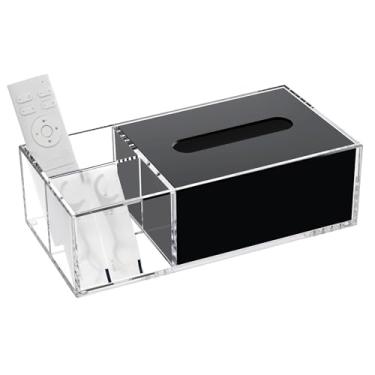 Imagem de Porta-lenços de papel de acrílico práticos decorativos para decoração de casa de banho, cozinha, quarto, escritório, organizador (preto)