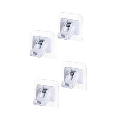 Imagem de Suporte de varão de cortina forte ganchos para parede adesivo de banheiro haste de chuveiro retentor de tensão sem vara de perfuração para armário, A, 4 peças 6 x 4,5 x 4 cm