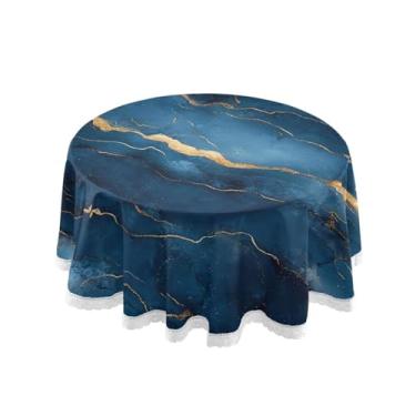 Imagem de Qilmy Toalha de mesa redonda de palmeira de treliça verde, 152 cm, resistente à água, à prova de derramamento, capa de mesa grande para jantar de reunião de família em ambientes internos e externos