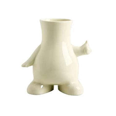 Imagem de Vasos de cerâmica modernos decoração sala de estar mesa flores hidropônicas simulação flores arranjos de flores secas decoração de casa centros de mesa (branco, A)