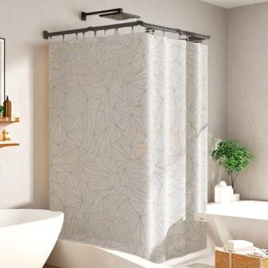 Imagem de VZQJHKMPXFS Conjunto de varão de cortina de chuveiro dobrável, cortina de linho de ângulo ajustável para quarto, varanda, loja de roupas, 2/3/4/5 dobras