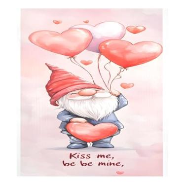 Imagem de Qilmy Capa de ímã de máquina de lavar louça de gnomo fofo dia dos namorados 58 x 66 cm capas decorativas de geladeira para porta frontal adesivo de folha magnética máquina de lavar louça painel