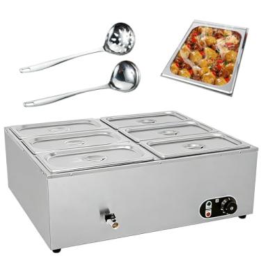 Imagem de Aquecedor EléTrico Comercial De Alimentos De 1500w,Banho-Maria Em AçO InoxidáVel Para Buffet,Com Controle De Temperatura,Concha E Colher Perfurada Para Festas E Eventos De Catering