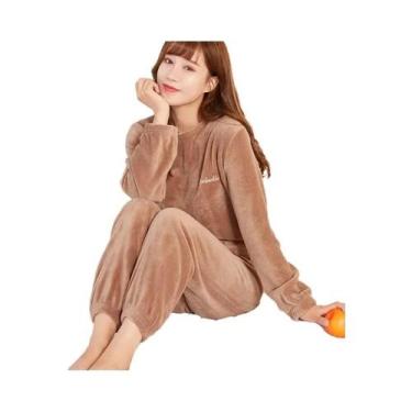 Imagem de Conjunto De Pijamas De Inverno Em Fleece Coral Para Mulheres, Ajuste S