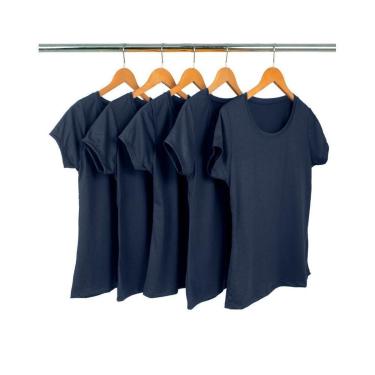 Imagem de Kit 5 Camisetas Malha Fria Feminina Baby Look Malha PV-Feminino