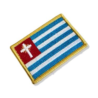 Imagem de BC0012-001 Bandeira Ubatuba Patch Bordado 7,5×5,0cm (B) Fecho de contato gancho)