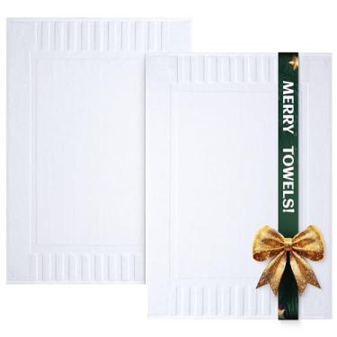 Imagem de White Classic Conjunto de toalhas de banho de luxo - tapetes de banho absorventes de algodão para banheira/chuveiro de spa [não é um tapete de banheiro] 56 cm x 86 cm | Pacote com 2 | Branco