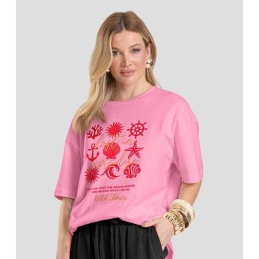 Imagem de T-Shirt Oversized Feminina Dianna Rosa, G, Rosa