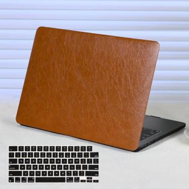 Imagem de Funut Capa vintage para MacBook Pro de 13 polegadas M2 2025-2023, 2022-2016 A2338 M1 A2251 A2289 A2159 A1989 A1708 A1706, capa rígida de plástico encerado vintage e capa de teclado, marrom