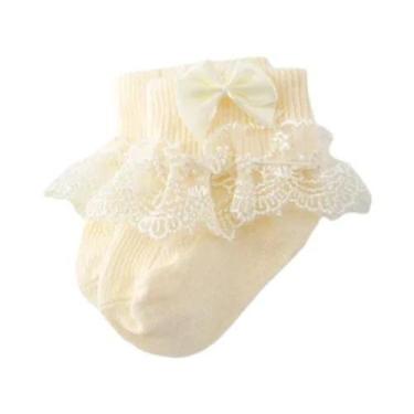 Imagem de Meias De Algodão Com Renda Para Bebês Meninas 0-24 Meses, Meias De Pri