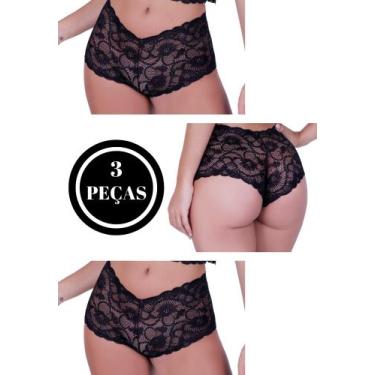Imagem de Kit 3 Calcinha Caleçon Shortinho de Renda - c1 KIT 3 CALEÇON - TERRA E