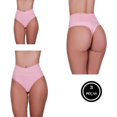 Imagem de Kit 3 Calcinha Fio Duplo e Cós Alto Microfibra Pós Parto - c8 KIT 3 BE
