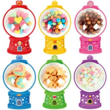 Imagem de COCHIE Pacote com 36 cartões de dia dos namorados para crianças, faça você mesmo, cartões de doces de dia dos namorados com design de máquina de chiclete e bolsas adesivas redondas para troca de