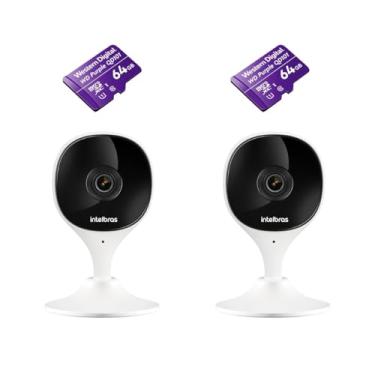 Imagem de 2 Câmeras de Segurança Wi-FI IMX C Intelbras Com Microfone + 2 Cartões Micro SD Para CFTV Intelbras 64GB WD Purple