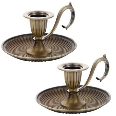 Imagem de Castiçal vintage conjunto de 2 castiçais vintage de metal elegante para mesa central, casamento, jantar, decoração de festa