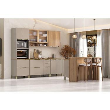 Imagem de Cozinha Completa 7 Peças Com Espaço Para Micro-ondas, Ilha E Cinammon/freijó