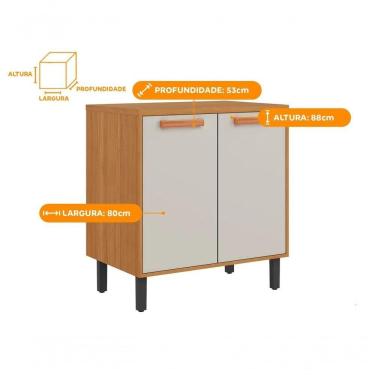 Imagem de Balcão De Cozinha Para Forno Ou Micro-ondas 2 Portas Nápoles - Itatiaia Cinamomo-off White