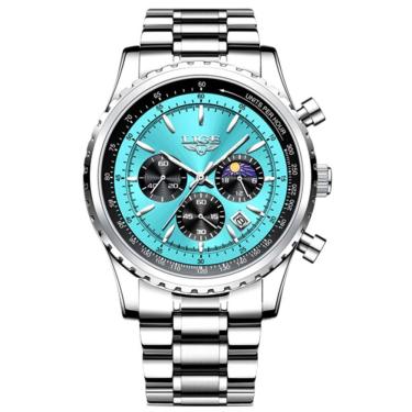 Imagem de Relógio De Quartzo Luminoso Impermeável Masculino Fases Da Lua Esportivo Azul Claro