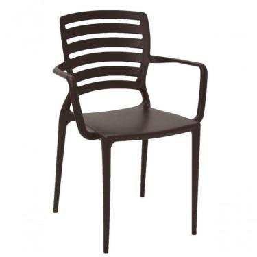 Imagem de Cadeira Tramontina Sofia Com Encosto Horizontal E Braços Marrom