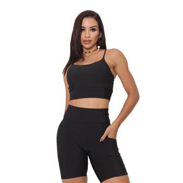 Imagem de Conjunto Feminino Academia Top e Shorts Poliamida Respirável Fitness-Feminino