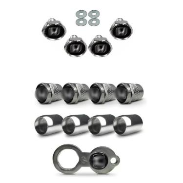 Imagem de Kit Bico de Válvula Cromado Roda + Parafusos de Placa Honda