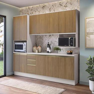 Imagem de Armário De Cozinha Compacta Nicho Micro-ondas 100% Mdf 250cm Branco/no