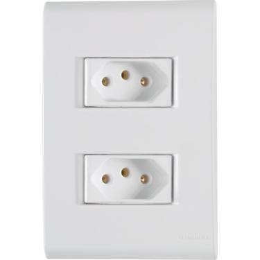Imagem de Conjunto 4x2 com 2 Tomadas 2P+T Tramontina 20 A 250 V Liz Branco
