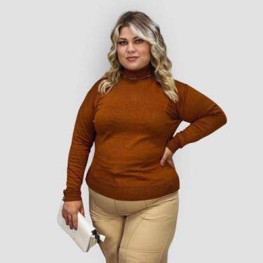 Imagem de Blusa Feminina Tricô Lã Plus Size Manga Longa Cacharrel Frio - GIP ECO