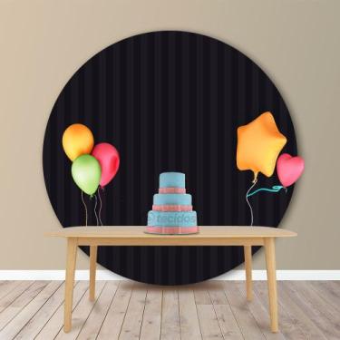 Imagem de Painel Redondo em Jacquard Preto Listrado - Jacquard Tradicional, 2,00
