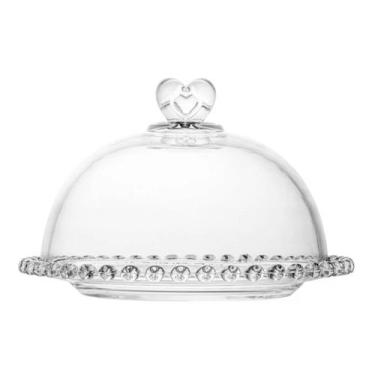 Imagem de Queijeira Coração Porta Bolo Lyor Cristal Transparente 19cm Transparen
