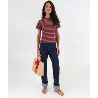 Imagem de Blusa Feminina Listrada Manga Curta Marisa Vinho-21071, Vinho, M