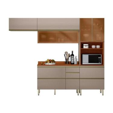 Imagem de Cozinha Compacta com 3 Vidros Reflecta Proença 6 Portas 6 Gavetas Bege