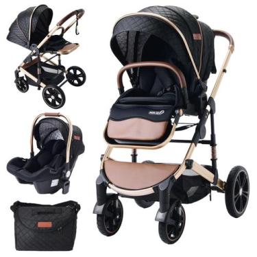 Imagem de Carrinho De Bebê 3m 1 com Bebê Conforto Importado Europeu Premium - mo