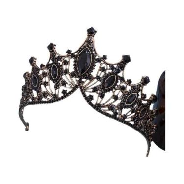 Imagem de Coroas Vintage Barrocas De Cristal Preto Com Strass, Tiara De Princesa