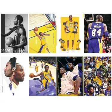 Imagem de Conjunto de pintura de pôster Kobe Bryant, 8 peças de arte de parede da NBA, 30x35cm