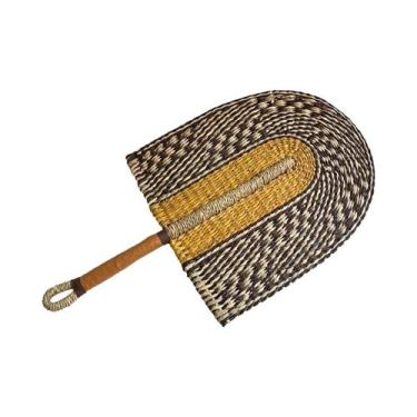 Imagem de Ventilador De Palha Portátil De Trama Nórdica De Algas Marinhas, Resis