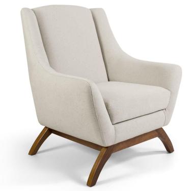 Imagem de Poltrona Sala De Estar Base Manu Madeira Juliet B-370 Bege