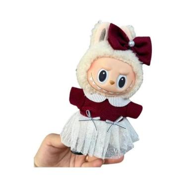 Imagem de Conjunto De Roupa Para Boneca Labubu De Vinil 17cm: Vestido De Bolinha