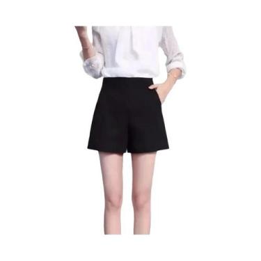 Imagem de Shorts De Cintura Alta Em a Com Pernas Largas Para Mulheres, Estilo Ca