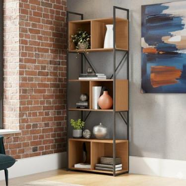 Imagem de Estante Estilo Industrial Metal E Madeira Organizador 202x72cm - Kappe