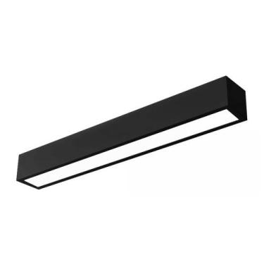 Imagem de Luminária Sobrepor Led Preta Impacto P/ 1x Tubular T8 60cm, Preto, Biv